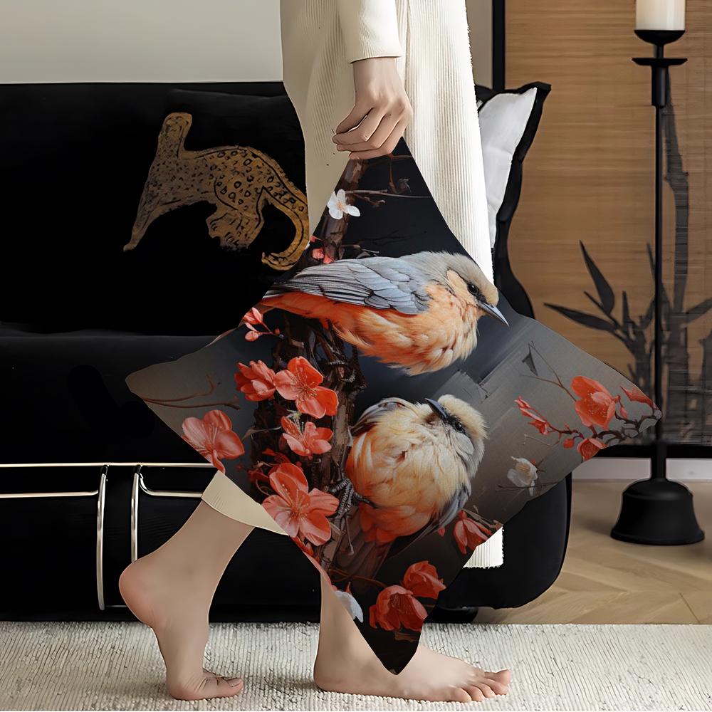 Vintage Vögel im Dschungel Blumen Leinwandmalerei Kissenbezug Kissenbezug Polsterung Sofa Überwurfkissen Heimdekor Kissenbezug