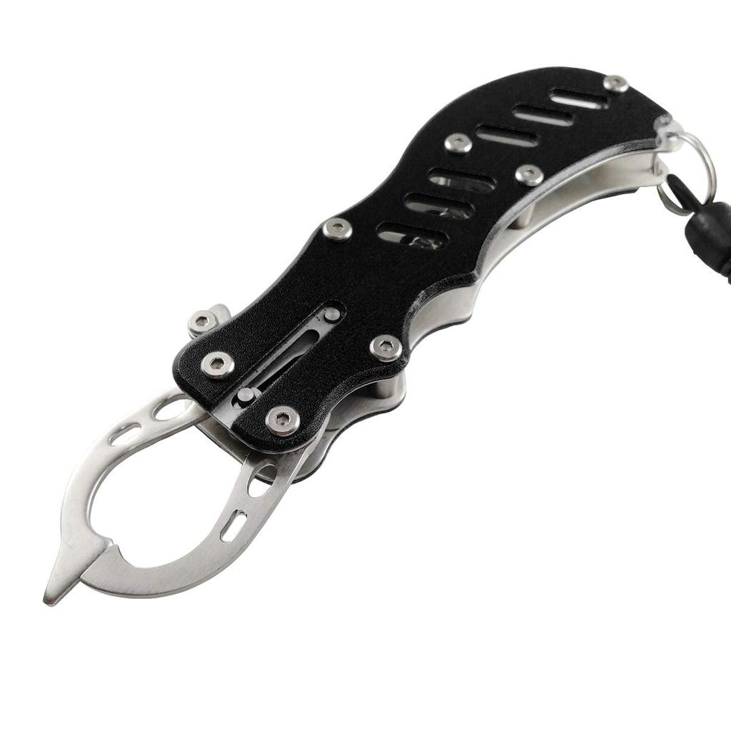 Orurudo Fishing Tackle Fish Catcher, Stainless Steel with Carabiner and Cord Reel, Compact and Stylish Design, Long-Term Warranty, Lightweight and