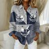 Women's Button-Down Shirt Long Sleeve Casual Halloween Print Top
