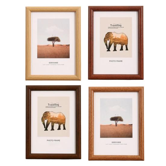 Photo Frame Rectangular Picture Frame for Wall Mounting or Tabletop Display Standing Desktop Wood Photo Frame with Clear Cover
