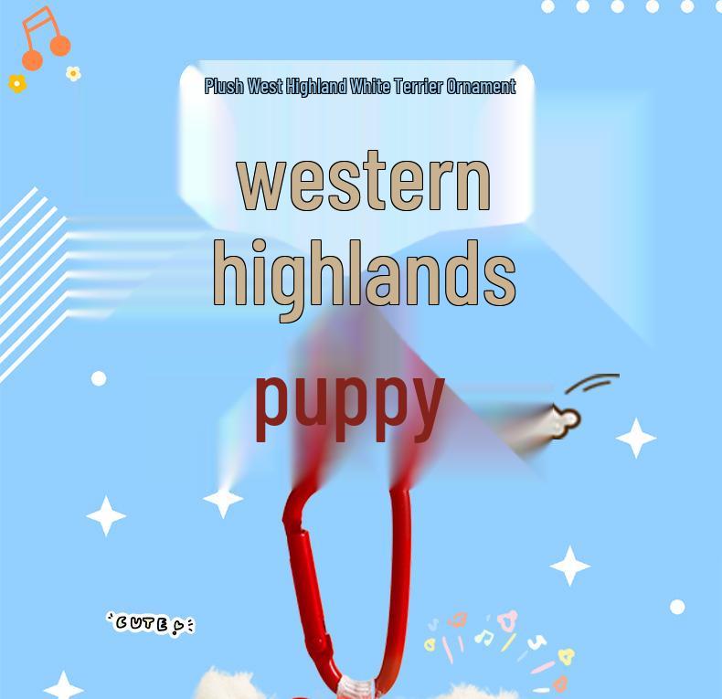 Cartoon West Highland Plush Keychain - Cute Girl Doll Backpack Pendant