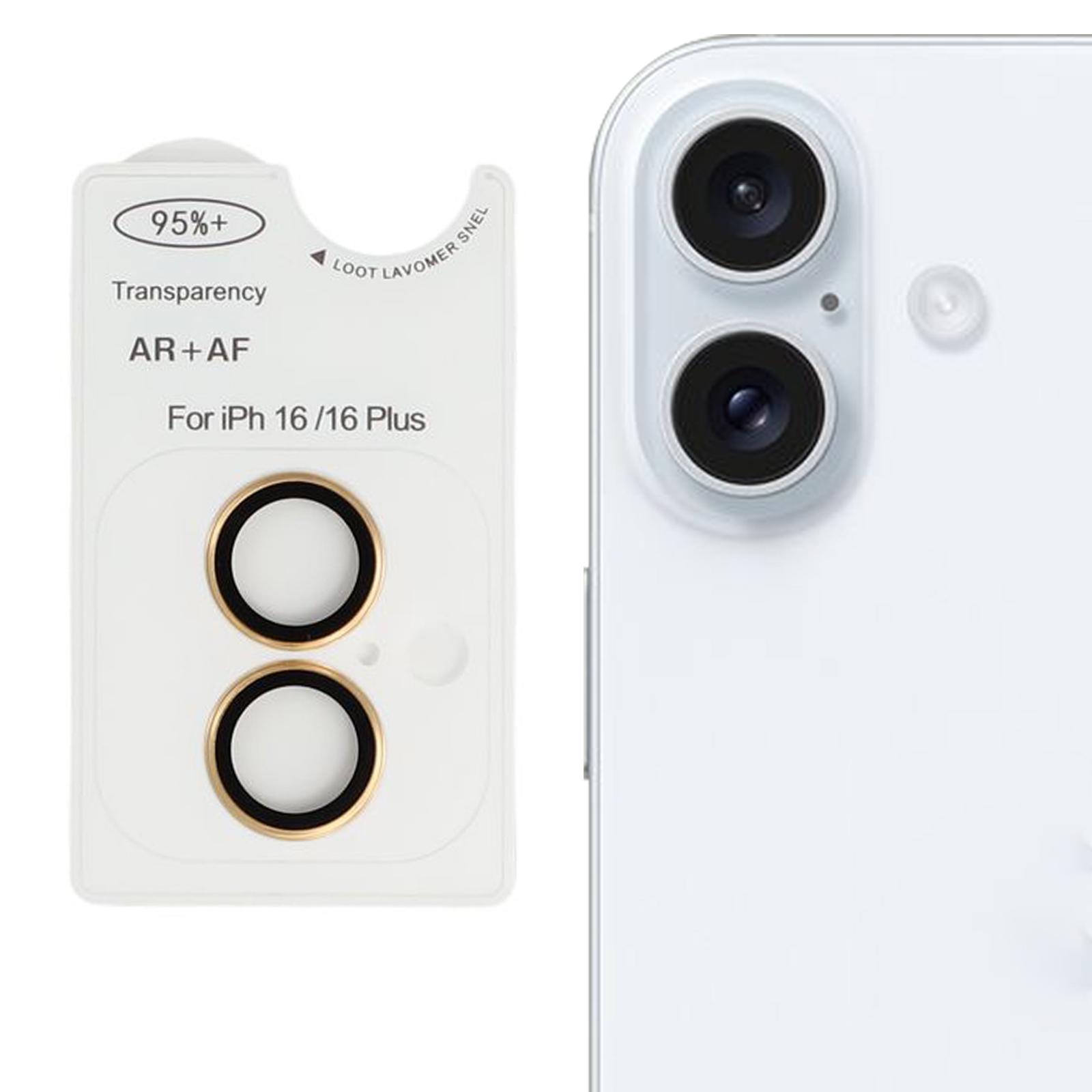 

Для iPhone 16/16 Plus AR+AF Защита объектива Антибликовое Позиционирующее Прозрачная Пленка для объектива Gold