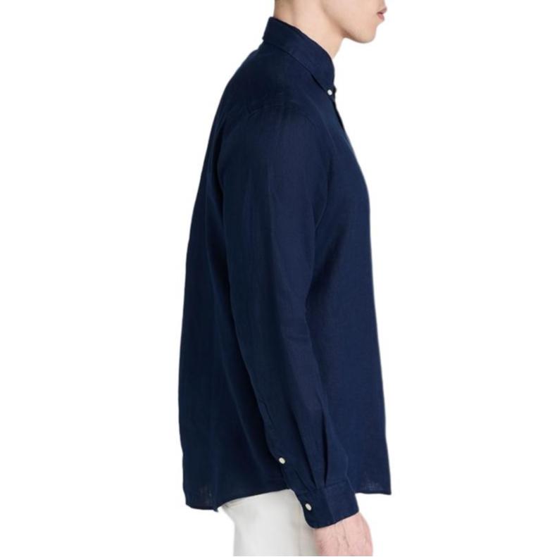 Polo Ralph Lauren Solid Logo Embroidered Point Collar Long Sleeve Shirt Men shirts Dark-Blue MNPOWOV16824139-410