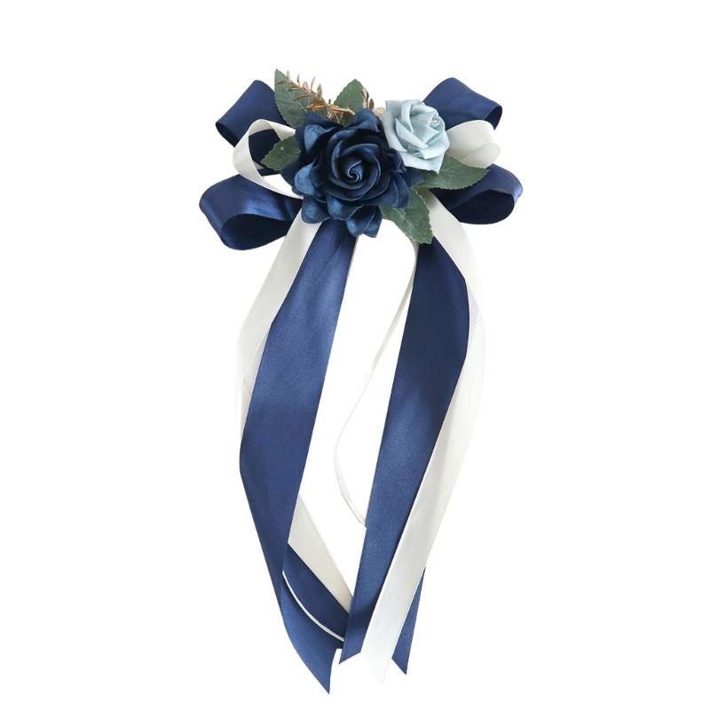 Elegant Wedding Car Door Handle Ribbon Decorations Door Handle Flower Bowknot Decoration for Wedding Car and Venues