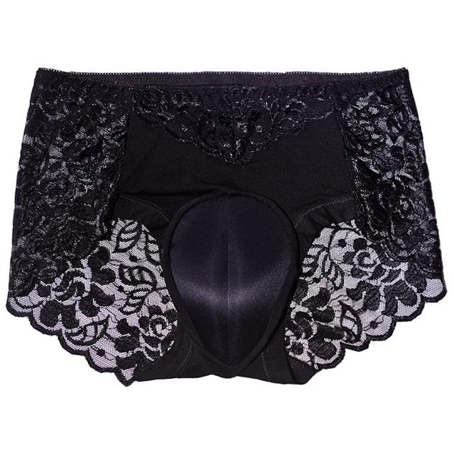 Sissy Pouch Slips Herren Sexy Dessous Spitze Transparent Höschen Knicker Crossdress Falsche Vagina Künstlicher Kamelzeh Unterwäsche