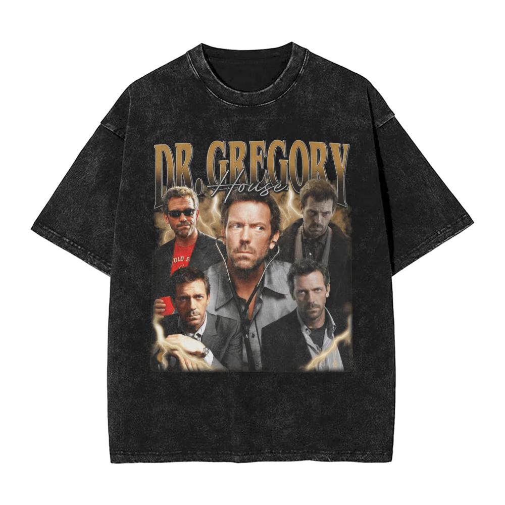 Mens Dr Gregory House MD Cat Meme Washed T Shirt Tees Summer Street Style ShortSleeve T Shirt O Neck Trending Casual Tee Shirt
