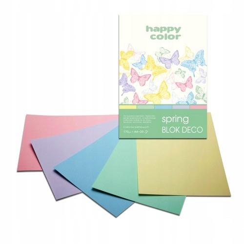A4 Deco Spring Block 20 Sheets 5 Colors Happy Color 170G/M2