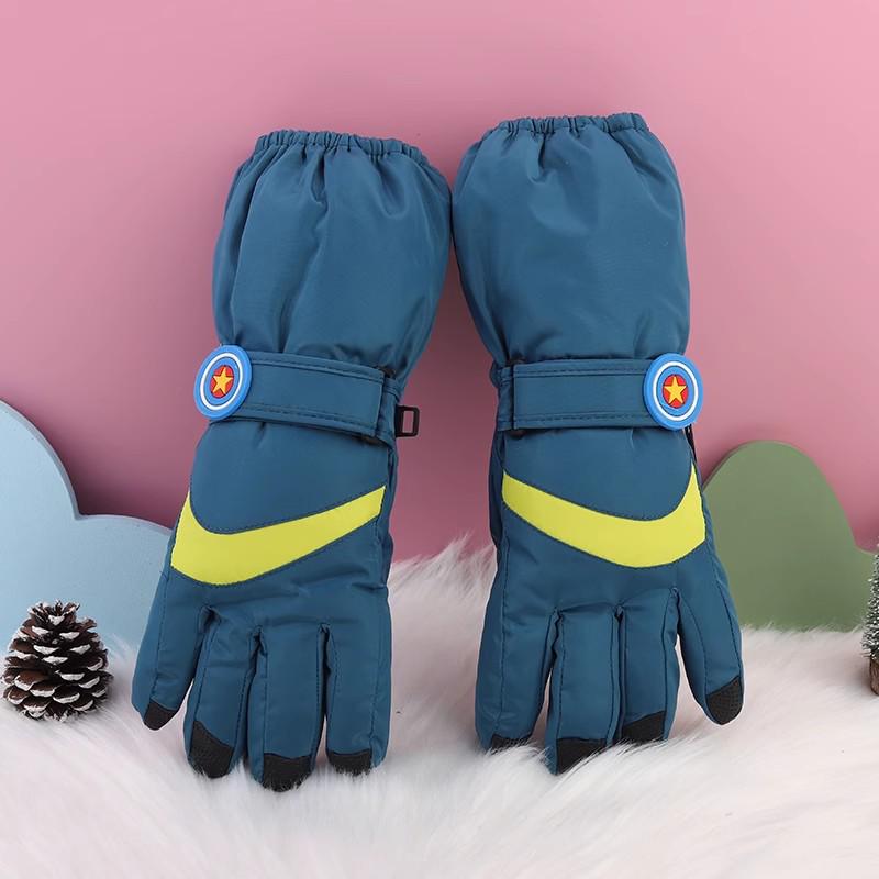 Children's Winter Ski Gloves: Thick, Cold-Proof, Waterproof, Windproof, Non-Slip, Warm Cotton for Ages 3-17.