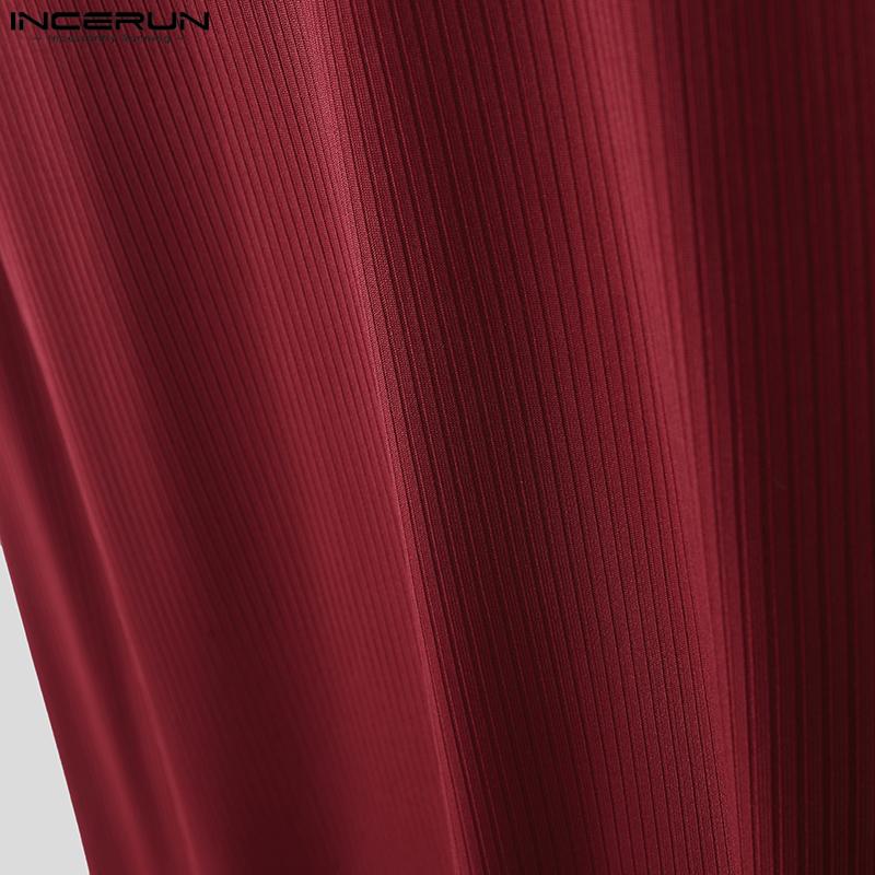 INCERUN Herbst Herren Rollkragen Patchwork Langarm Unregelmäßige Ripp Tops Unterhemden