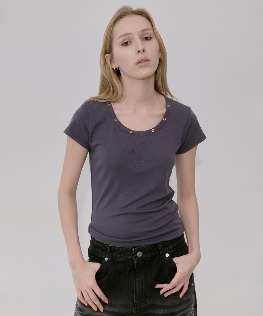 Lekim Lwe Eyelet T-Shirt (Charcoal)