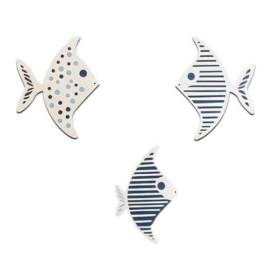 

3 Pcs Wood Fish Nautical Wall Decor Rustic Farmhouse Ocean Fish Wall Art Vintage Beach Coastal Theme Wall Sculpture for Living Room Bathroom Decor Sets