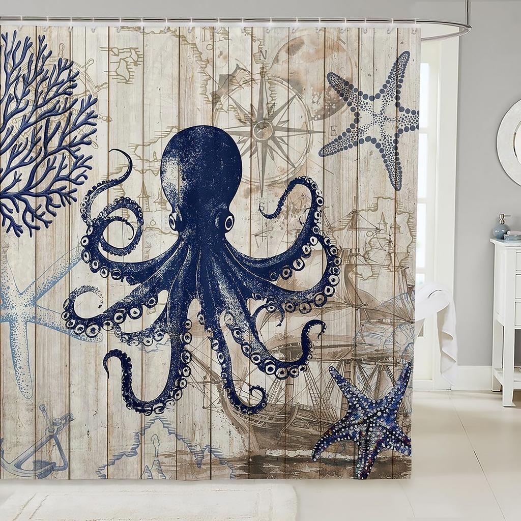 Funny Swimming Dog Fabric Shower Curtain Cute Pet Shower Curtain for Kids Ocean Theme Bathroom Waterproof Accessories with