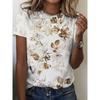Daily Versatile Flower Women's Printed Crew Neck Top Short Sleeve Casual T-Shirts Women’s