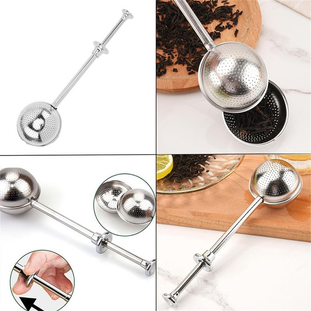 Stainless Steel Strainer Ball Press Telescopic Tea Filter Creative Portable Hanging Multi-purpose Household Kitchen Tool