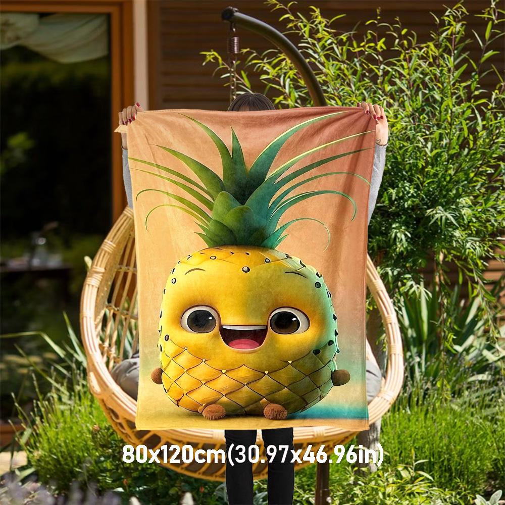 

1pc Pineapple Cartoon Outdoor Flannel Blanket Soft Warm All-Season Throw for Sofa Bed Car Camping Office, Cozy Gift Idea1264S 80x120cm(31x47inch)