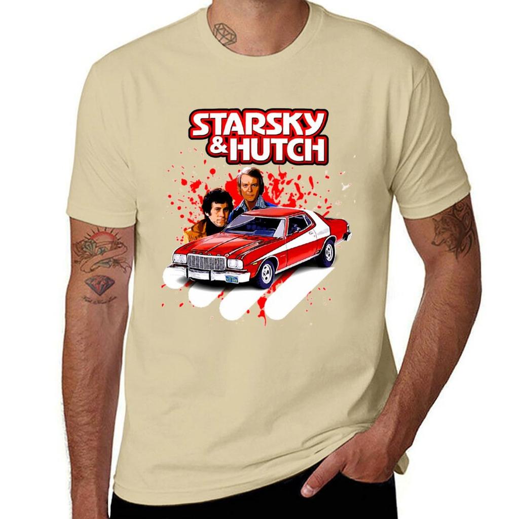 Koszulka z serialu telewizyjnego Starsky i Hutch, koszulka z krótkim rękawem, anime, ubrania męskie