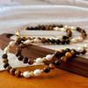 Vintage High Quality Natural Freshwater Pearl Natural Tiger'S Eye Stone Clavicle Chain Maillard Style Necklace