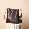 Vintage Oberleder Baum Rinderleder pflanzlich gegerbt Große Kapazität Tragetasche Damen Pendeln Einzelne Schulter Crossbody Eimer