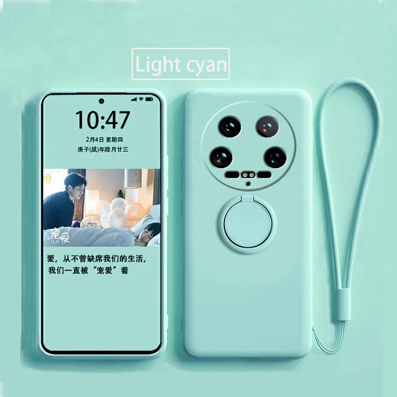 Case Fro Xiaomi 14 Ultra Liquid Silicone Ring Holder Soft Phone Cover for Xiaomi 14 Ultra Shockproof Back Fundas Xiaomi 14Ultra