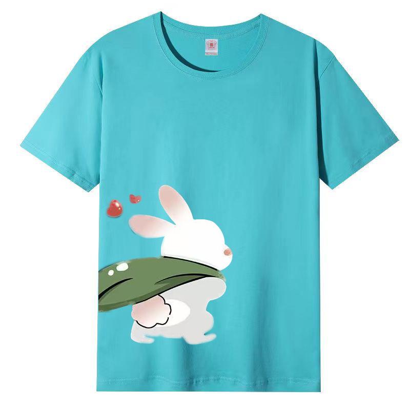 Damer Sommer Populær Kortarmet T-skjorte Bomull Pustende Løs Topp Trykket T-skjorte Casual