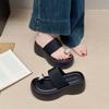 Thick-soled Heightening Set of Toe Cool Slippers for Women's Summer Wear 2025 New Models with Skirts, Beach High Heels, One-word Sandals
