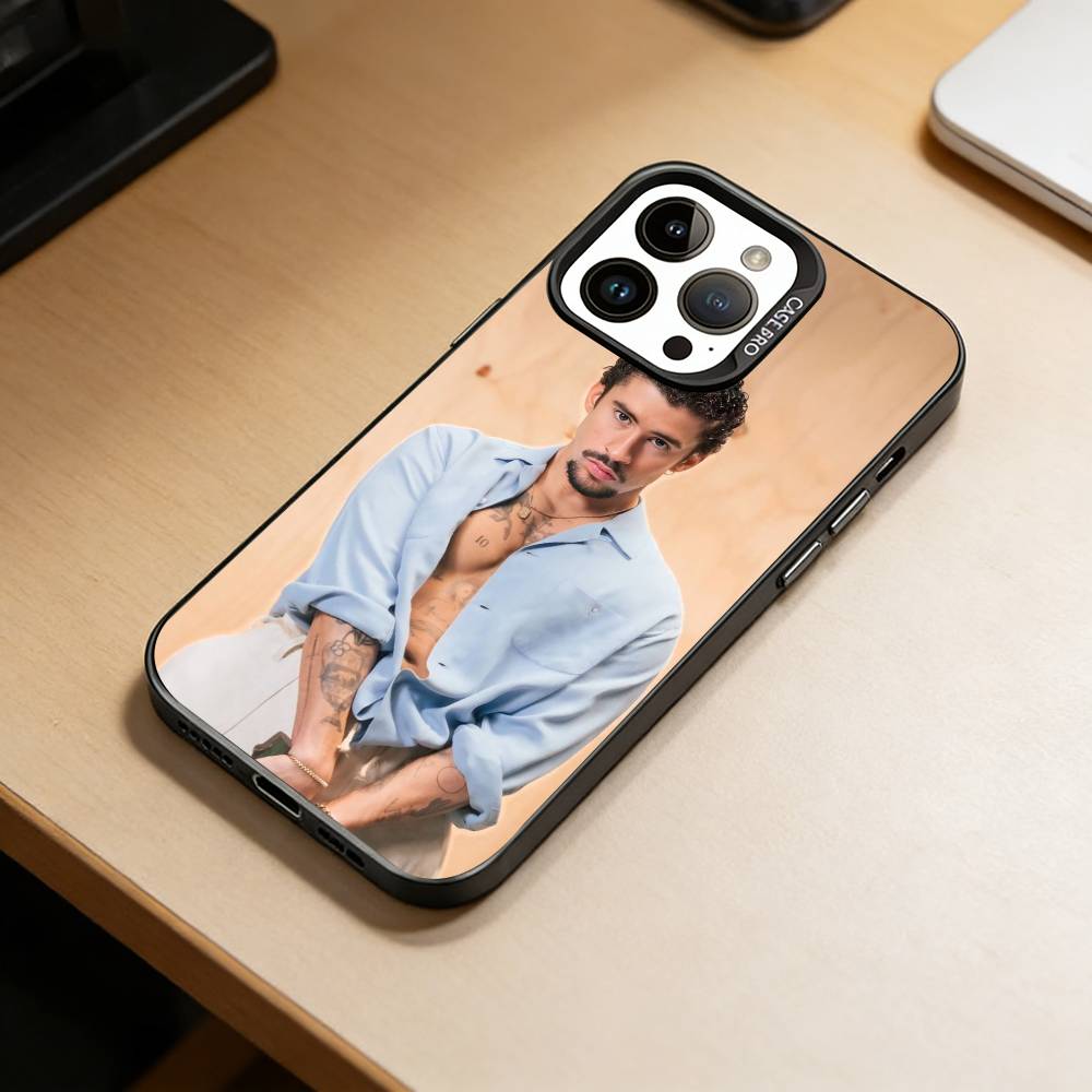 Male singer-Bad Bunny Phone Case For iPhone 17,16,15,14,13,12,11 Plus,Pro Max,XS,Colorful Silver Black Cover