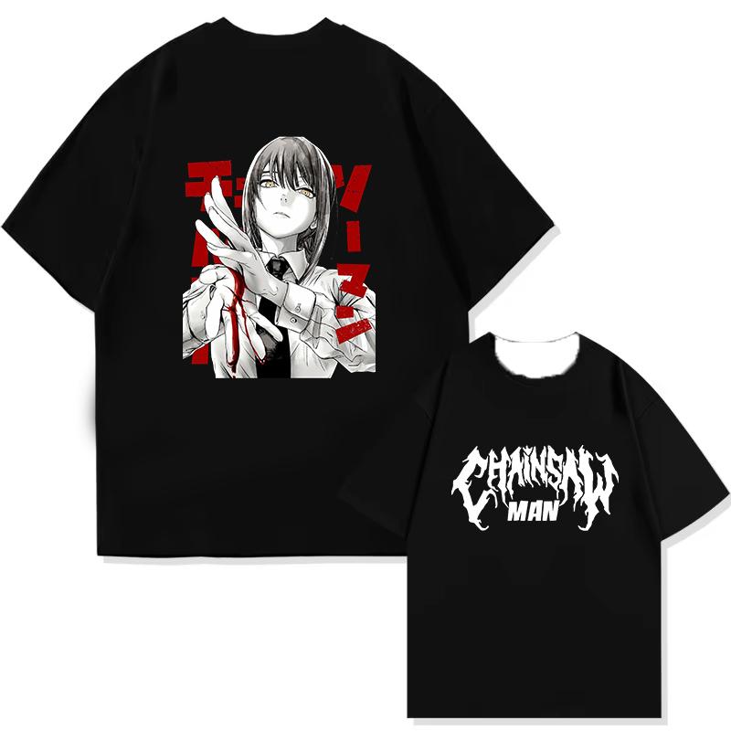 Anime Chainsaw Man T-Shirt Denji Power Manga Graphic Tee Men Summer Casual Japanese Cartoon Streetwear T-shirt Breathable