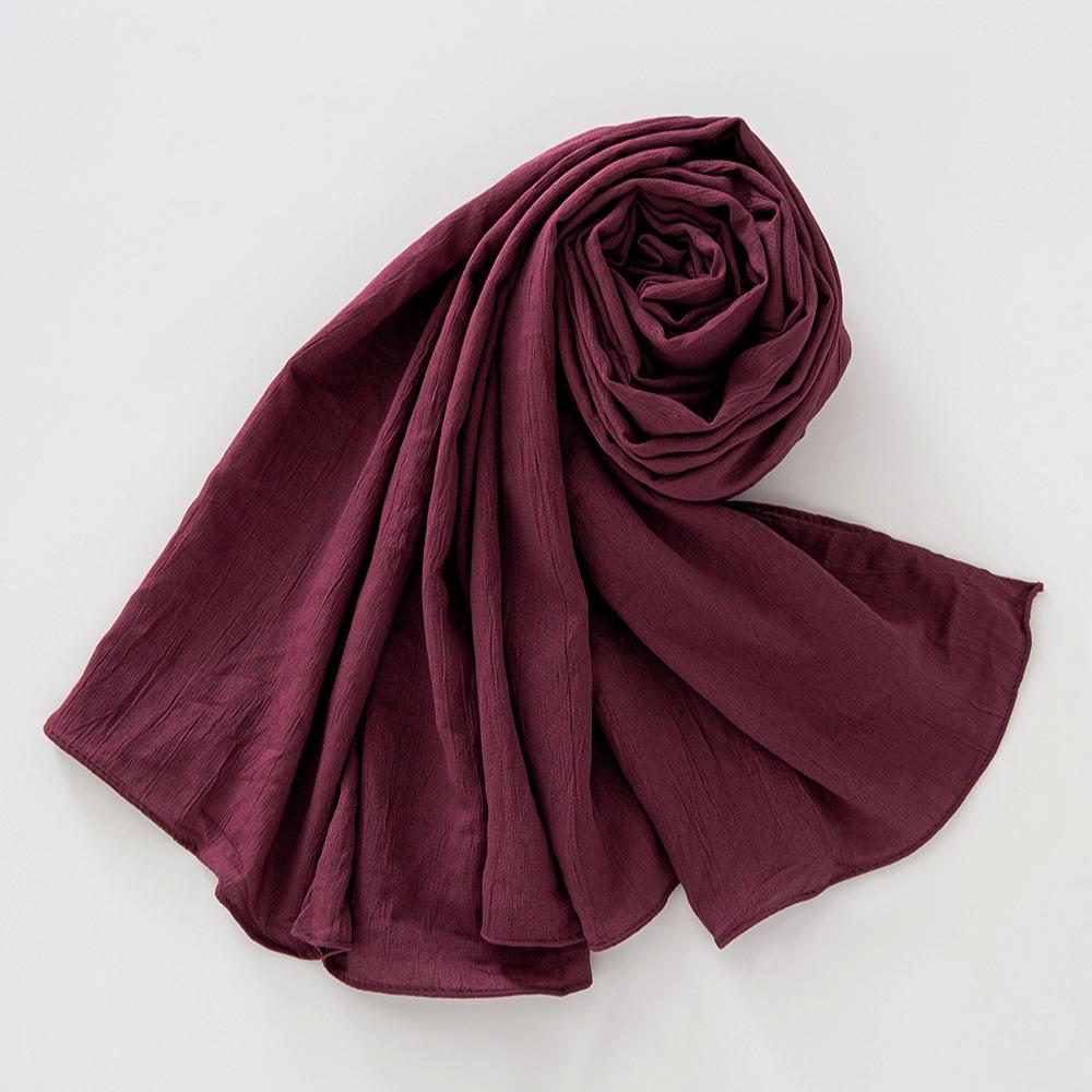 New Breathable Crumpled Scarf For Women Girls Solid Scarves Soft Cotton Wrinkle Pashmina Shawl Foulard Winter Warm Wrap Shawls