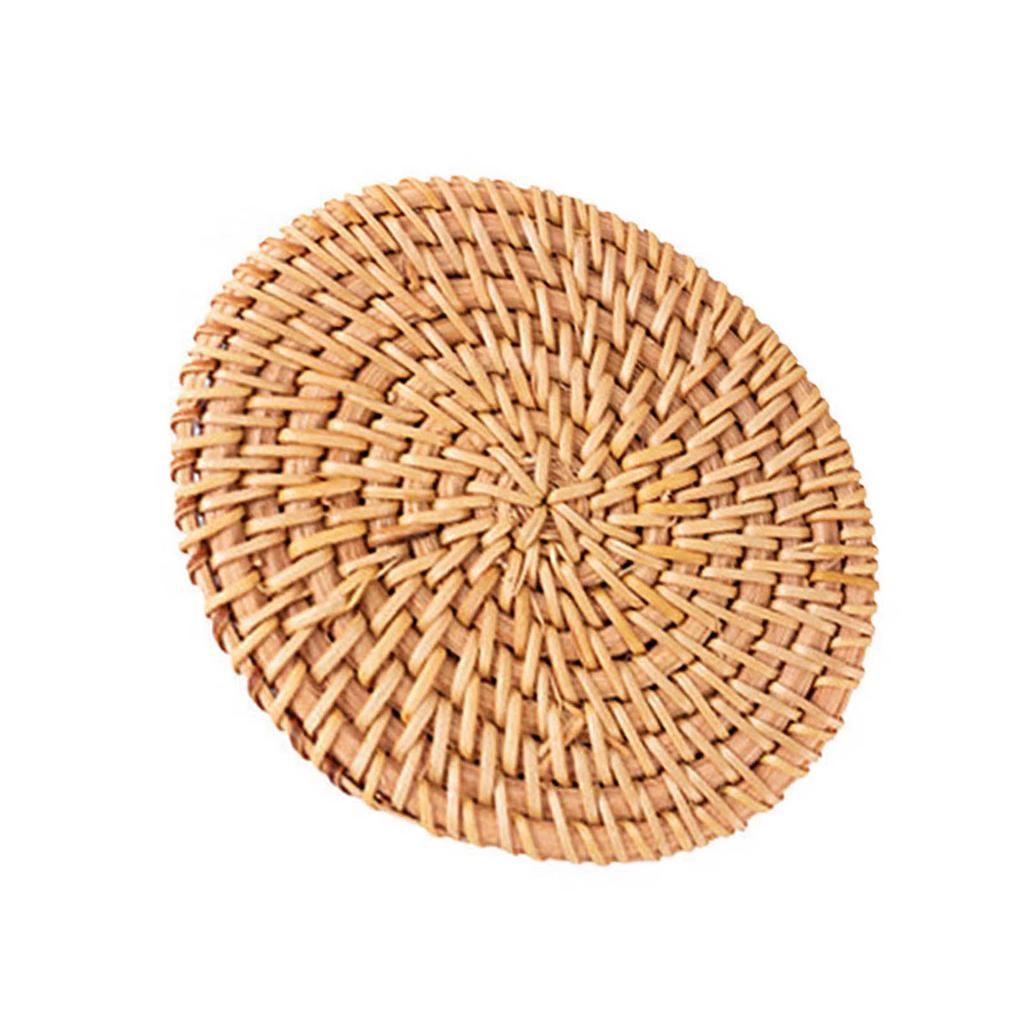 Natural Woven Rattan Cup Mats Small Rattan Cup Mats Unique Coaster Designed For Tea Rooms And Relaxation Areas