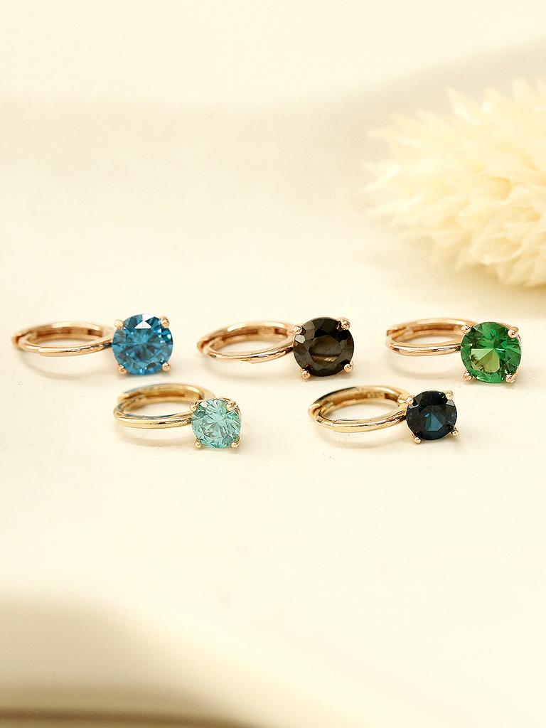 Minimalpiercing 14K Daily Colorful Cubic One-Touch Ring Earrings