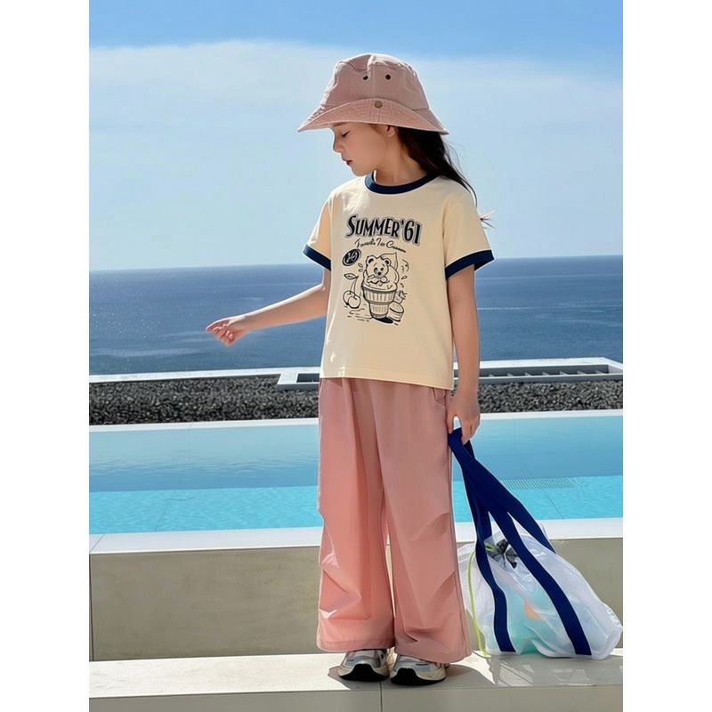 Brand Foreign Trade Children's Clothing Summer New Style 2026 Trendy Short-Sleeved T-Shirt Base Shirt for Girls Pure Cotton Printed
