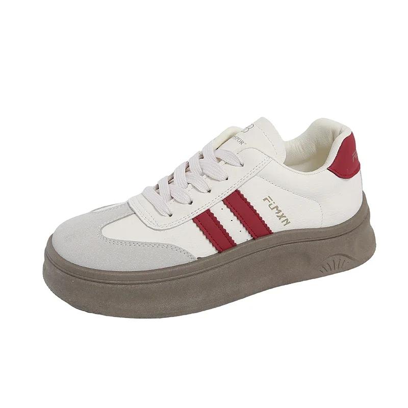 Brand new women's luxury flat shoes classic sneakers ladies leather vintage low top lace up casual round toe loafers