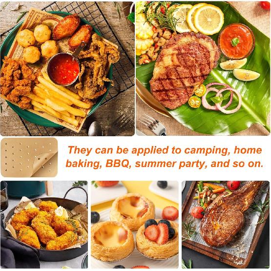 200 Pcs Air Fryer Disposable Paper Liners, Air Fryer Liners, Parchment Paper for Baking, Nonstick Perforated Air Fryer Accessories, HOFHTD Baking