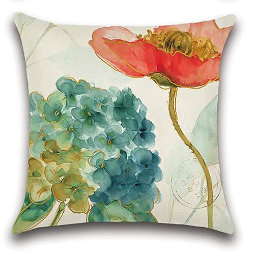 Home Decor Colorful Floral Watercolor Pattern Throw Pillows Pattern Cushion Cover Suitable For Sofa Bedroom Car Pillow Cover