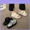 Stylish Summer Flat Sandals For Women With Thick Sole And Bowknot Design In Elegant Beige