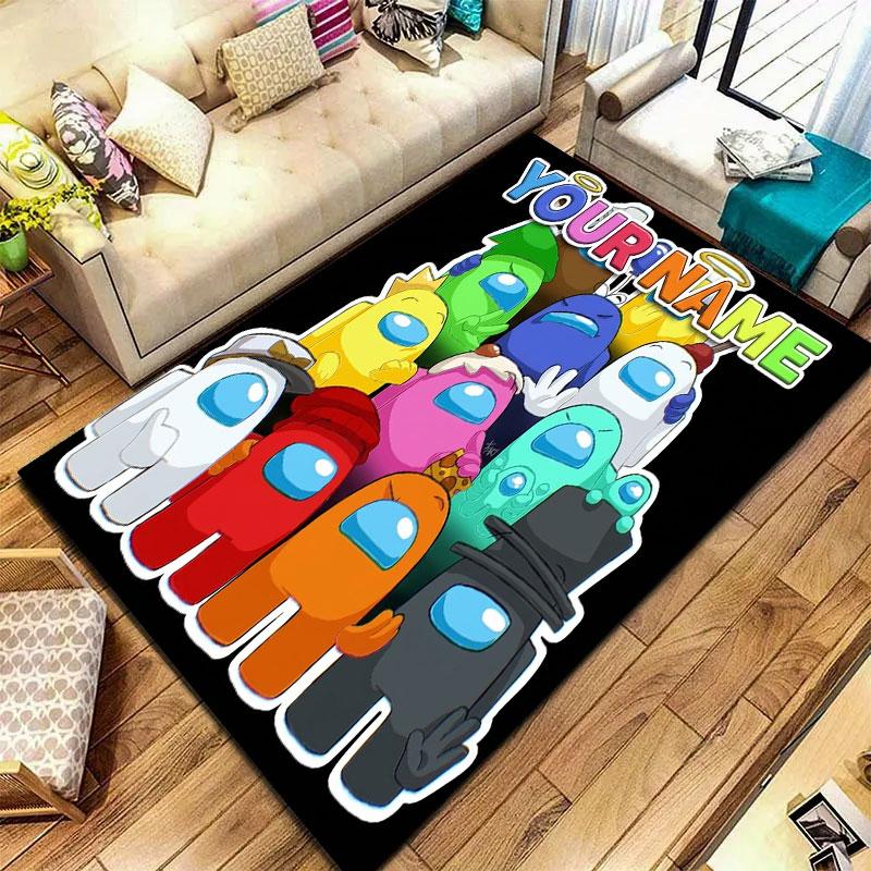 Among Us Custom Name Carpet Rug for Living Room Bedroom Home Sofa Decoration,Kids play Non-slip Floor Mat
