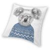Winter Koala Humor Square Pillowcase Polyester Linen Velvet Creative Zip Decorative Sofa Seater Cushion Case