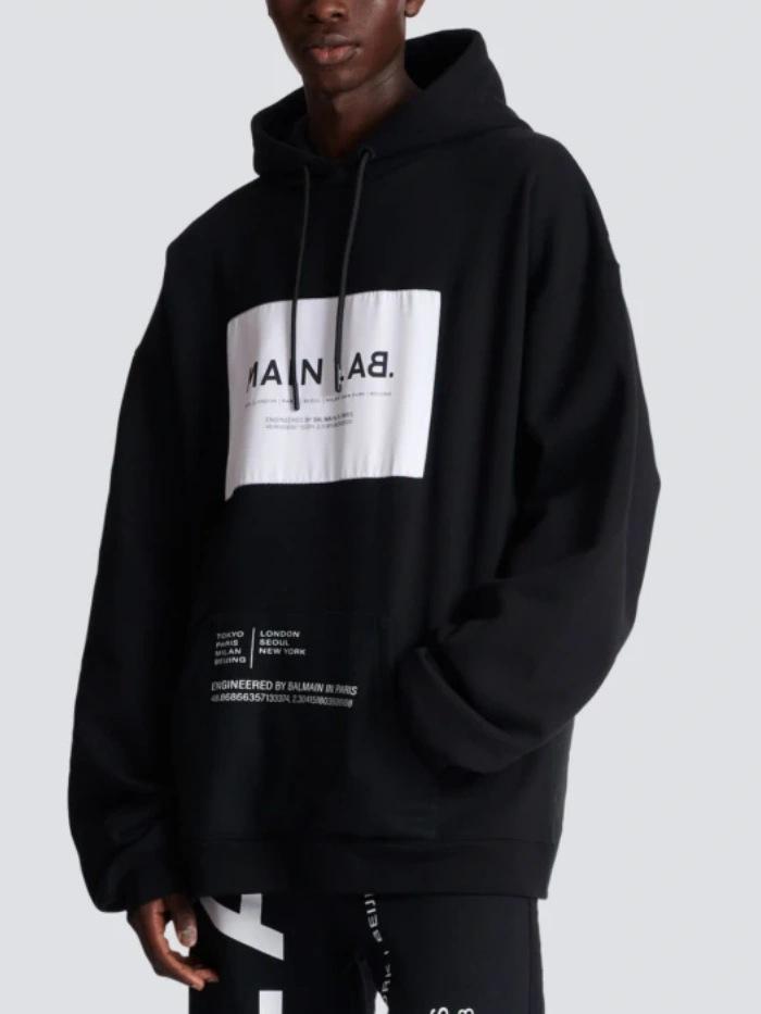 Balmain FW25 Men's Hooded Sweatshirt - Loose Fit, Letter Print