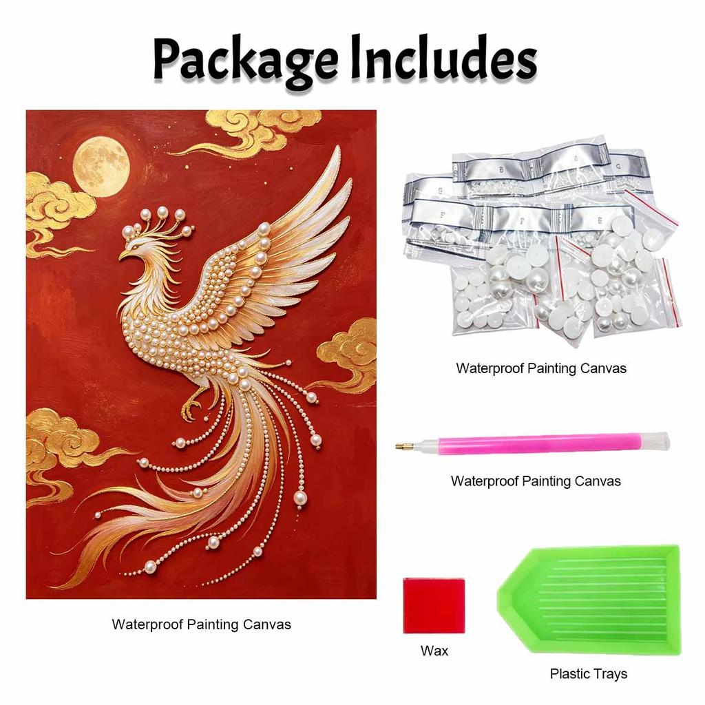 DIY Pearl Diamond Art Painting Kits for Adult and Beginners, Majestic Phoenix Sparkling Painting Craft Home Wall Decor Handmade Gift