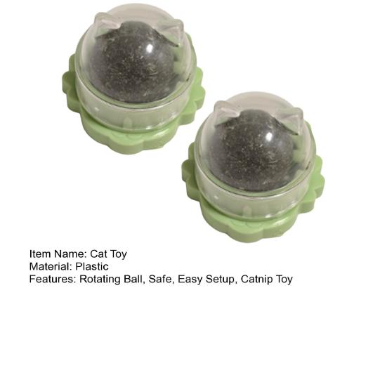 2Pcs Catnip Cat Lick Balls Rotating Catnip Ball Cat Toy Safe Healthy Kitten Chew Toy with Adhesive for Wall or Floor Cats Licking Chewing Play