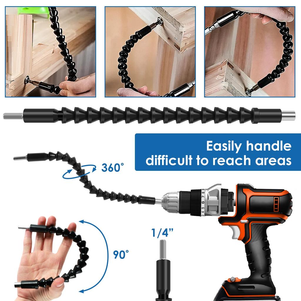 360 Degree Angle Socket Adapter Drill Nut Attachment Power Hand Tool Part Driver Extension Set Screwdriver Holder Flexible Drill