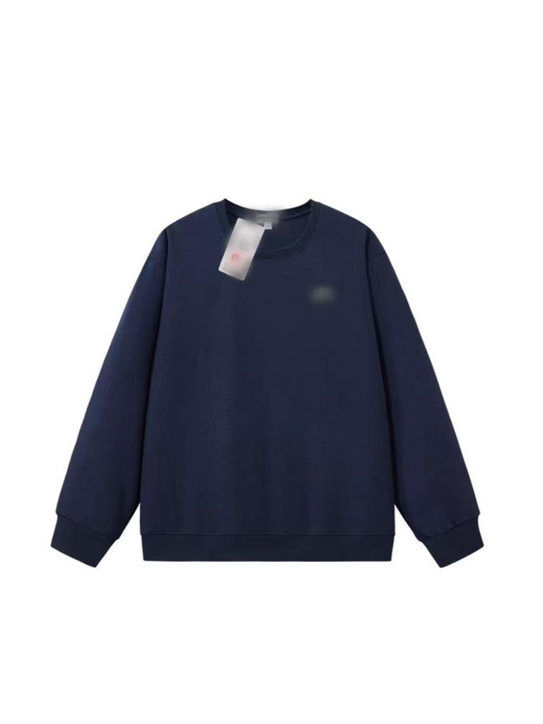 Unisex Embroidered Small Fish Logo Cotton Sweatshirt - Long Sleeve, Round Neck, Casual Pullover for Spring & Autumn.
