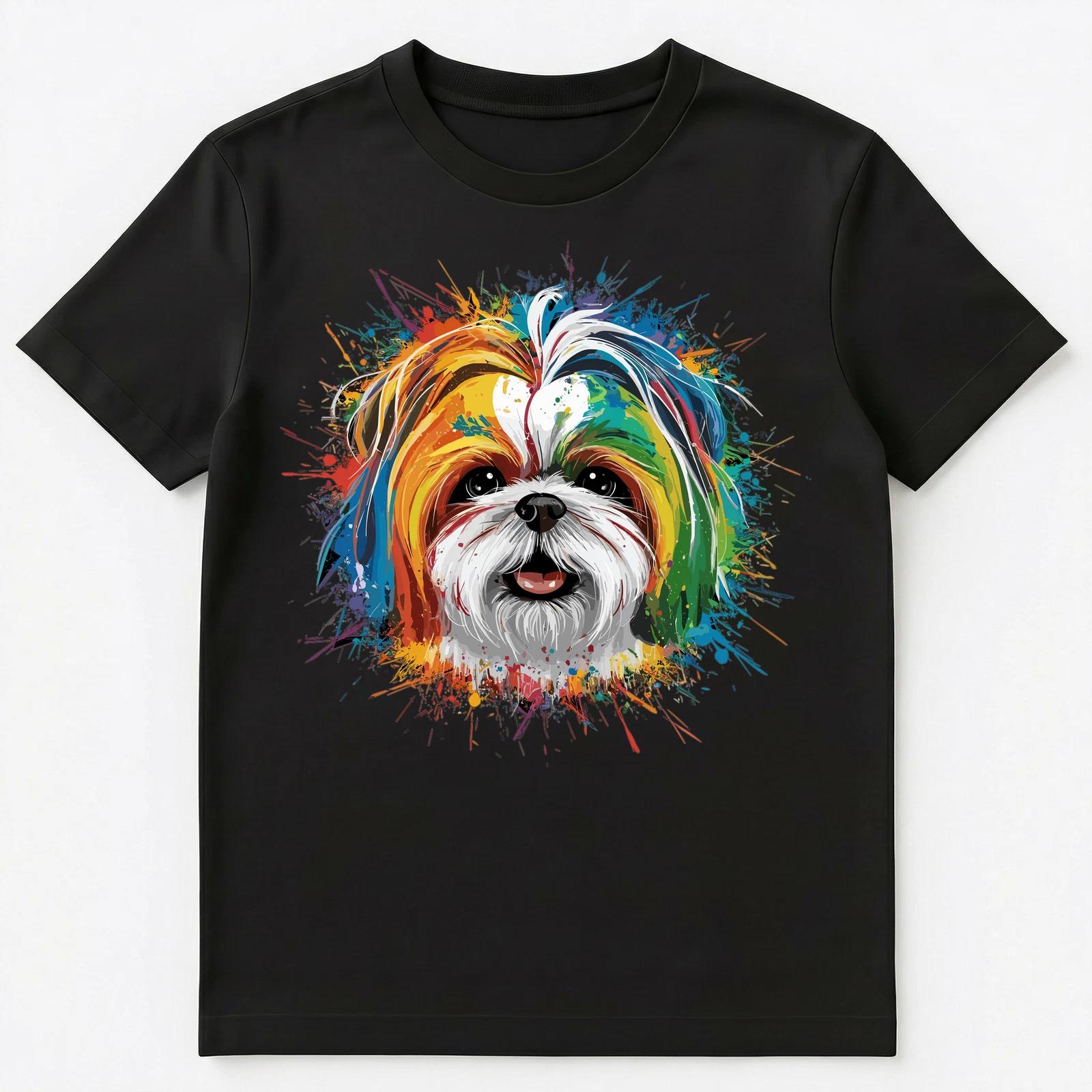 

Colorful Paint Splash Shih Tzu Art Graphic Unisex T-Shirt S