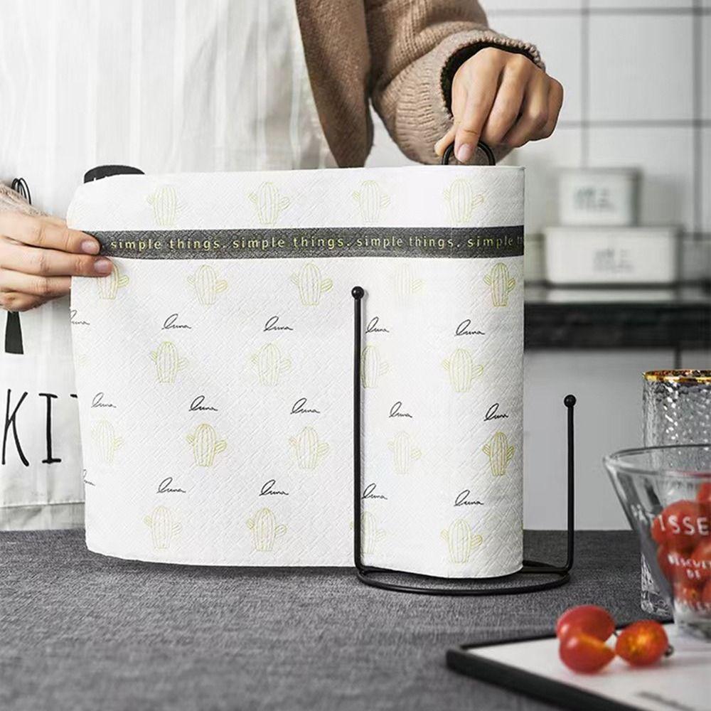 2 Pcs Black/White Paper Towel Rack One-handed Tear Vertical Napkin Holder Tissue Stand  Dining Table