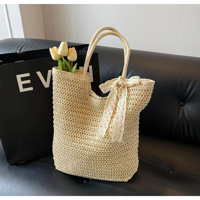 Seaside beach bag women's spring new fashionable large-capacity shoulder bucket bag casual woven bag