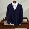 Men's Pure Cashmere V-Neck Cardigan, Loose Fit, Business Casual Sweater, 2025 Spring/Autumn Knitwear