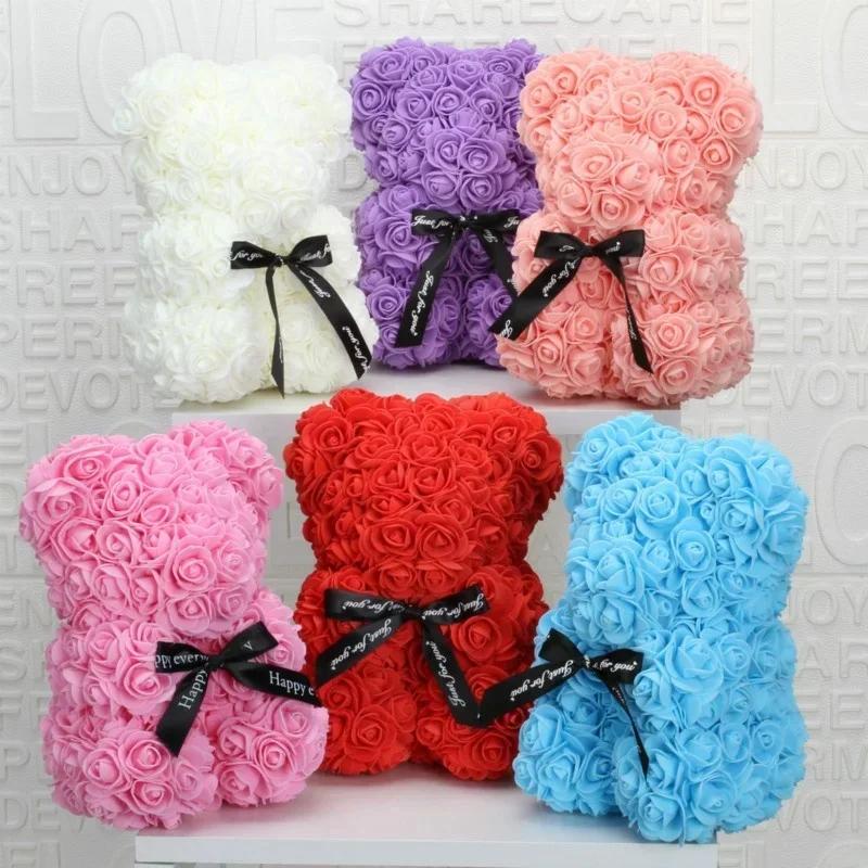 Creative Eternal Flower Rose Bear Rose Bear Hug Bear Wedding Flower Decoration Gift