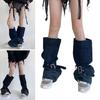 Women Japanese Punk Buckle Strap Leg Warmers Harajuku Aesthetic Streetwear Baggy Loose Denims Leg Sleeve Foot Covers