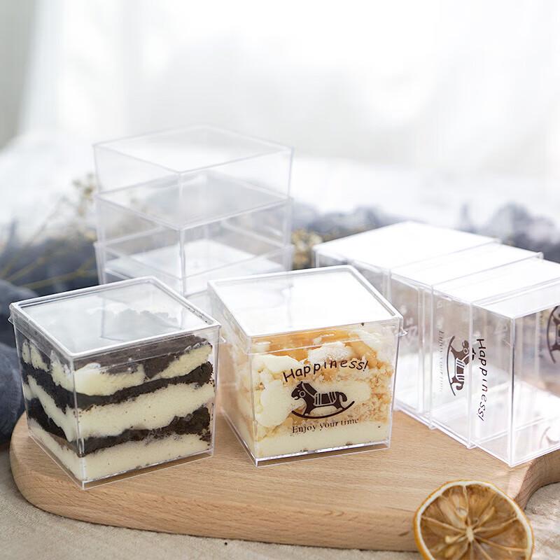 Pabei 6055 Disposable Square Mousse & Pudding Cups with Lids (100-Pack)