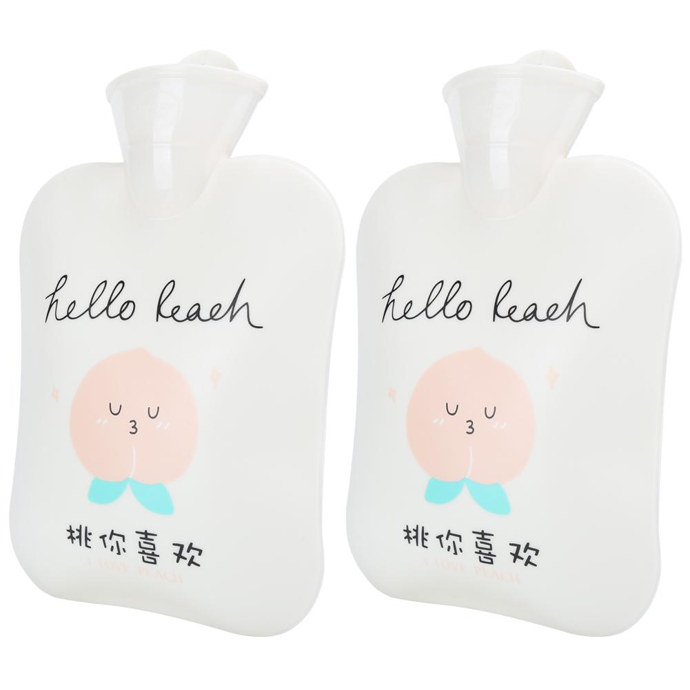 2Pcs Cartoon Hot Water Bottle Large Cute Portable Water Injection Autumn Winter Hand Warmer
